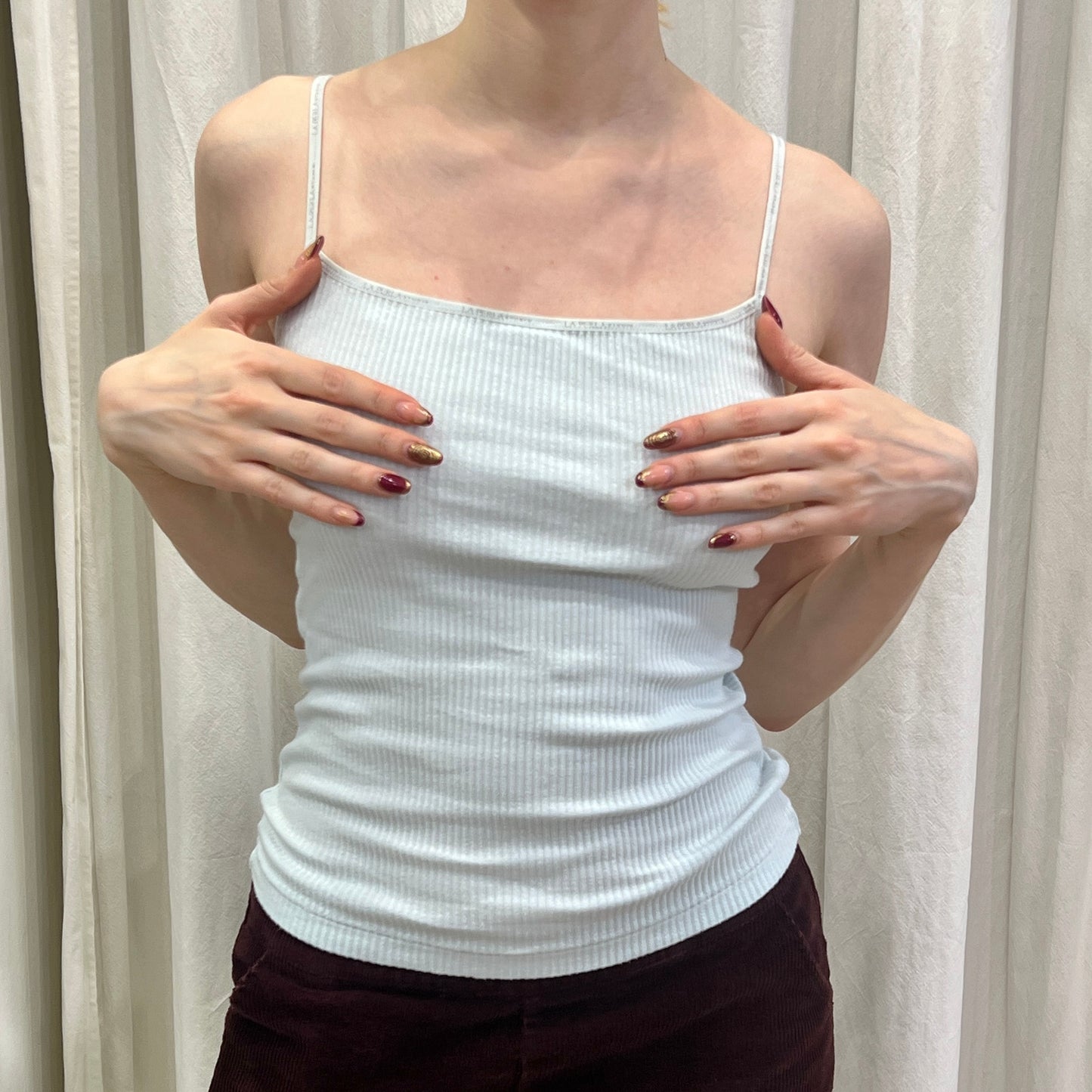 la perla 00s baby blue ribbed cotton cami top