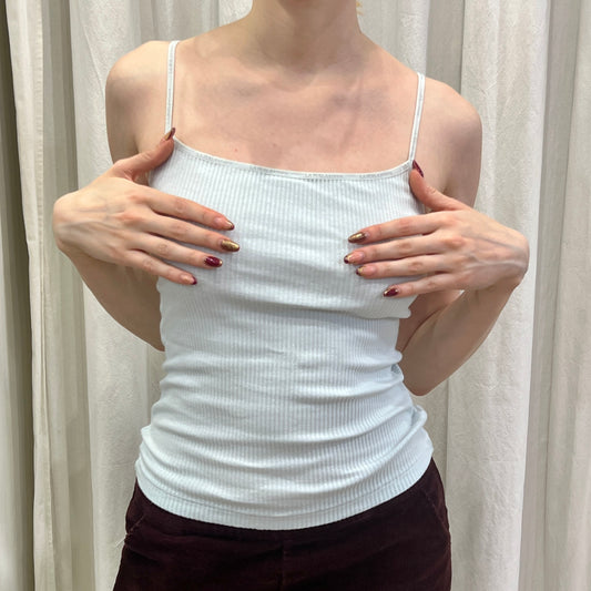 la perla 00s baby blue ribbed cotton cami top
