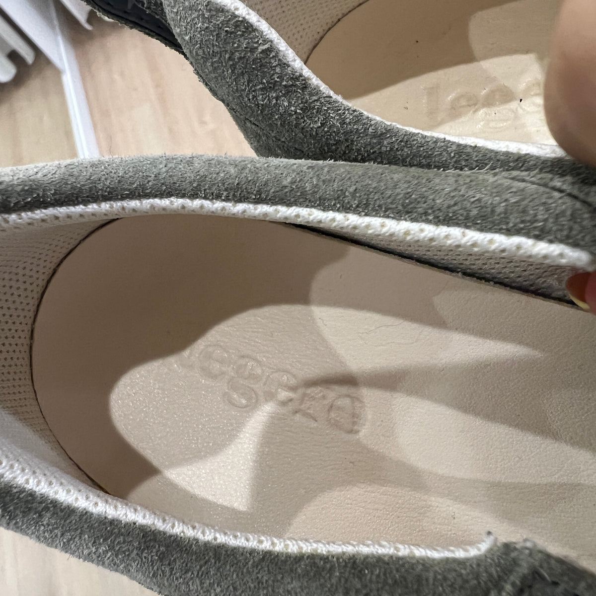 legero grey suede sporty mary jane flats