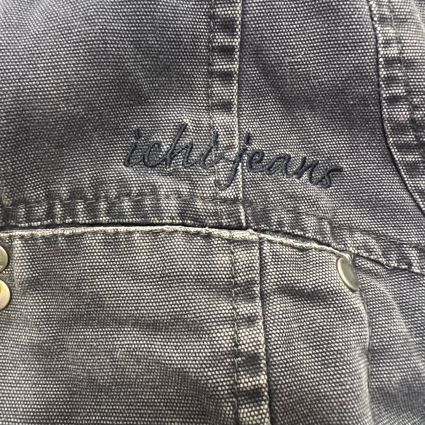 ichi '10s grey denim zip up jacket