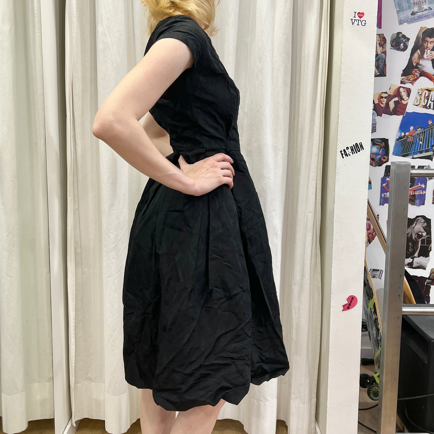 00s sartorial black pleated cocktail dress