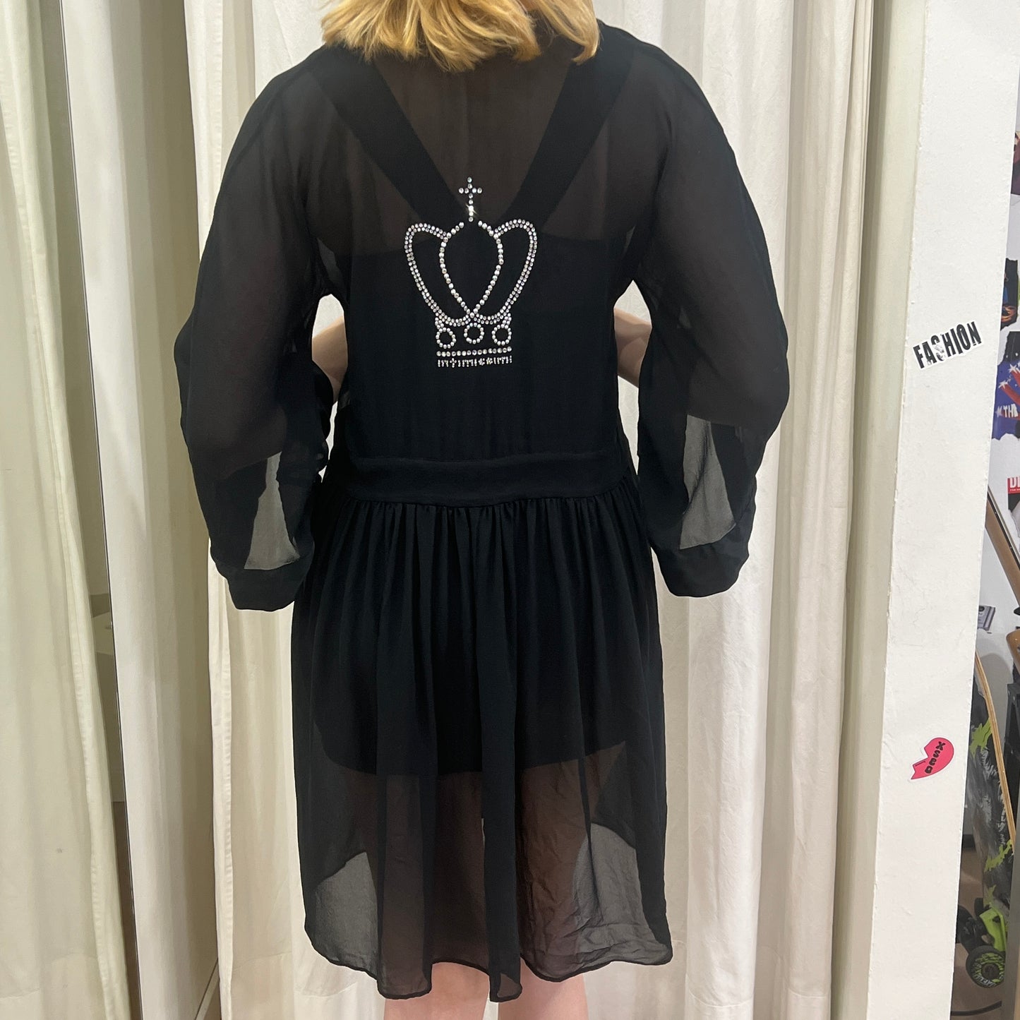 intimissimi 00s silk sheer robe with rhynestone crown