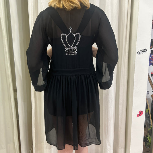 intimissimi 00s silk sheer robe with rhynestone crown