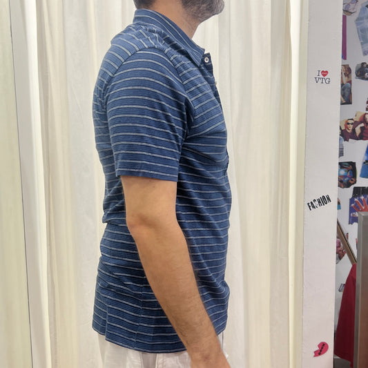 sisley navy blue striped tshirt with polo collar