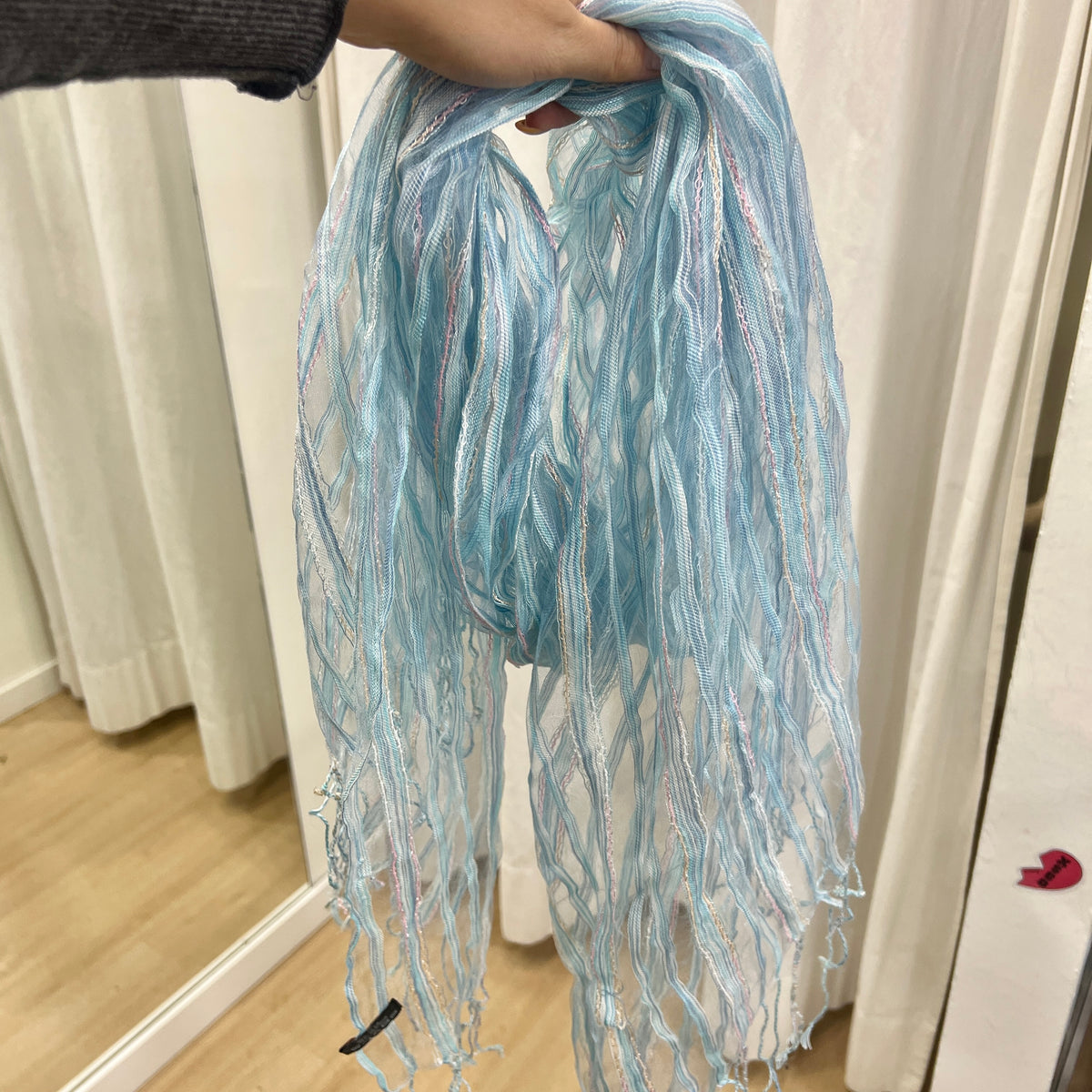 laura biagiotti 00s baby blue silk blend striped scarf