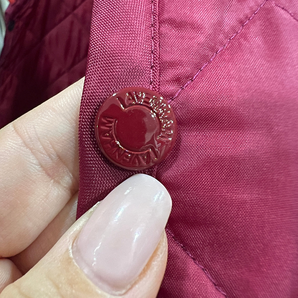 lavenham 00s burgundy red quilted jacket with corduroy collar