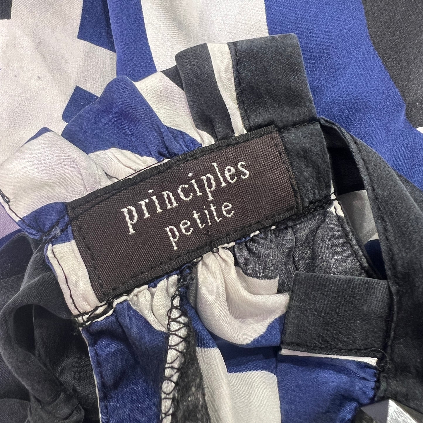 principles 00s black white navy geometric print silk halter top