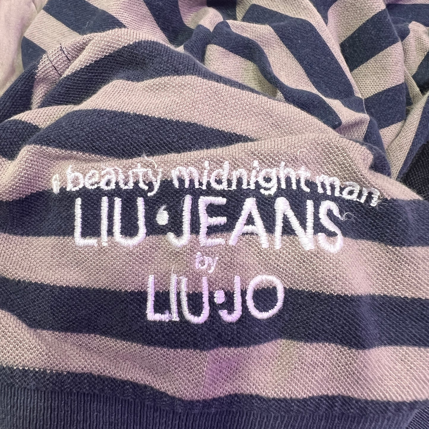 liu jo 00s beige navy striped polo tshirt
