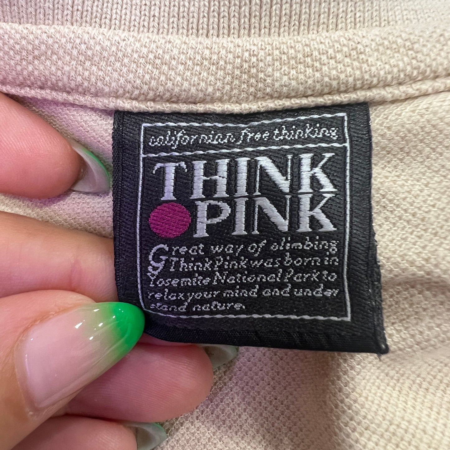 think pink 00s beige sleeveless polo tank top