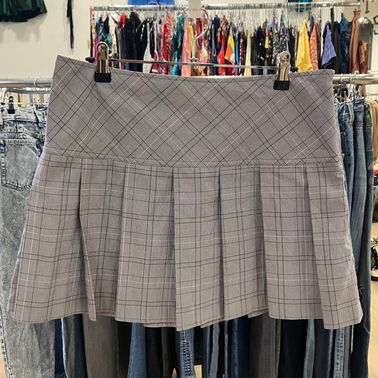 pimkie 00s grey plaid checkprint mini pleated skirt