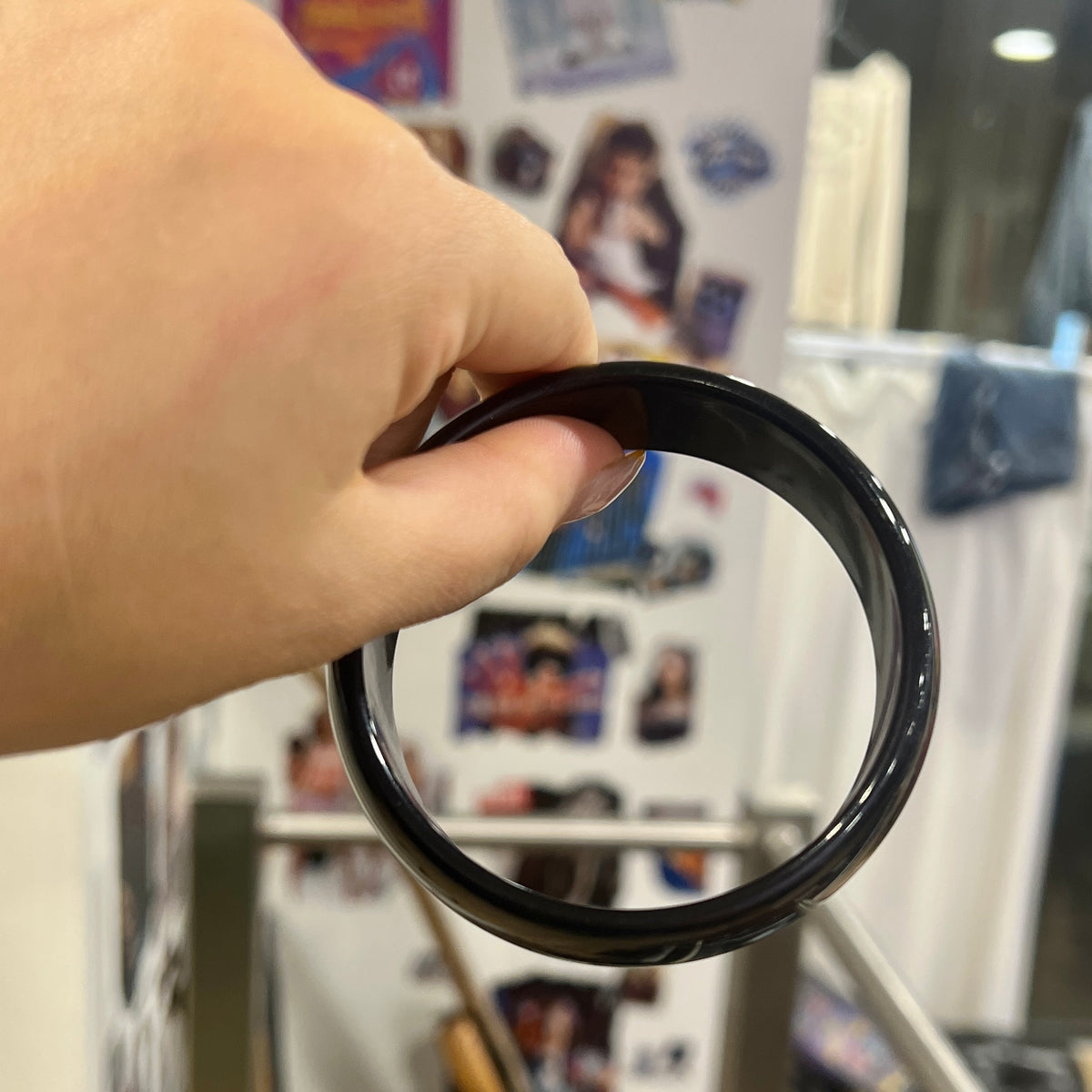 black resin chunky bangle bracelet