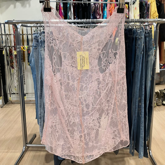 lace light blush pink tank top