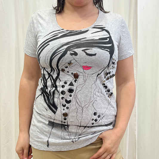 diesel 00s grey tshirt with portrait