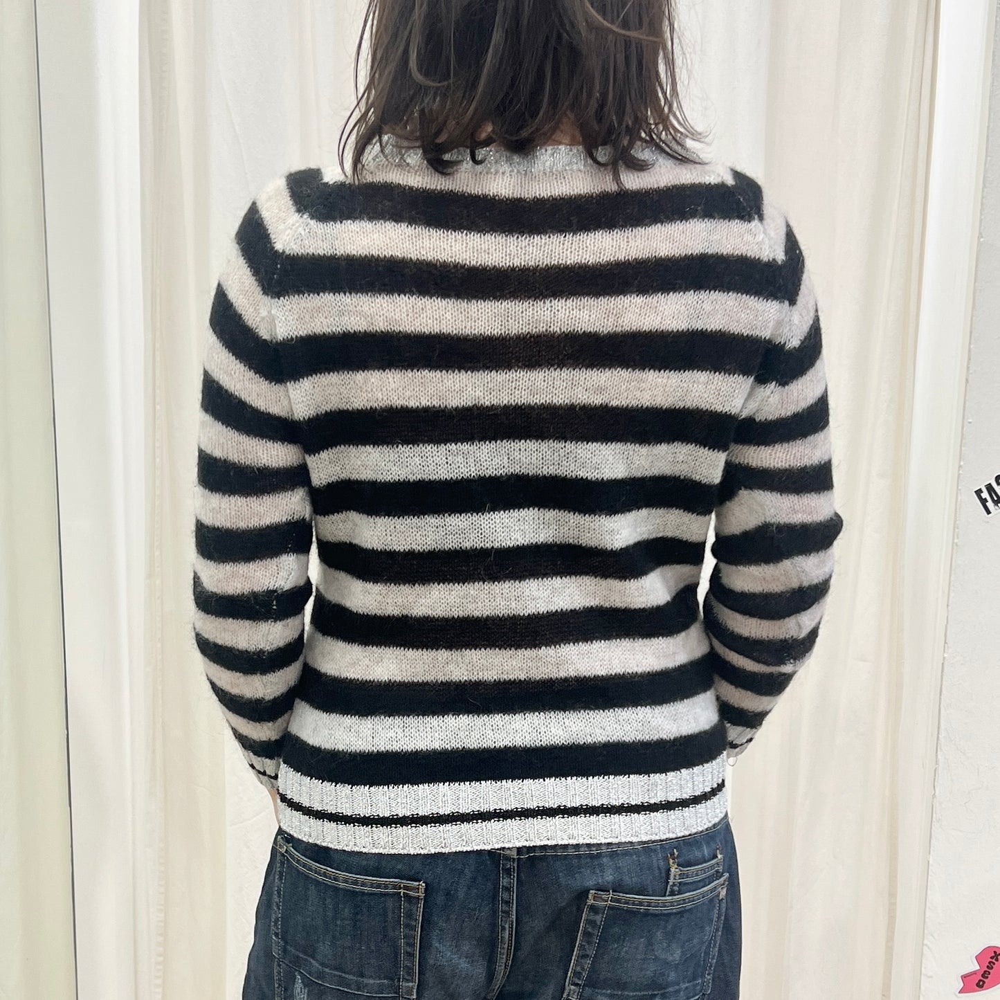strane storie 00s black silver striped knit sweater