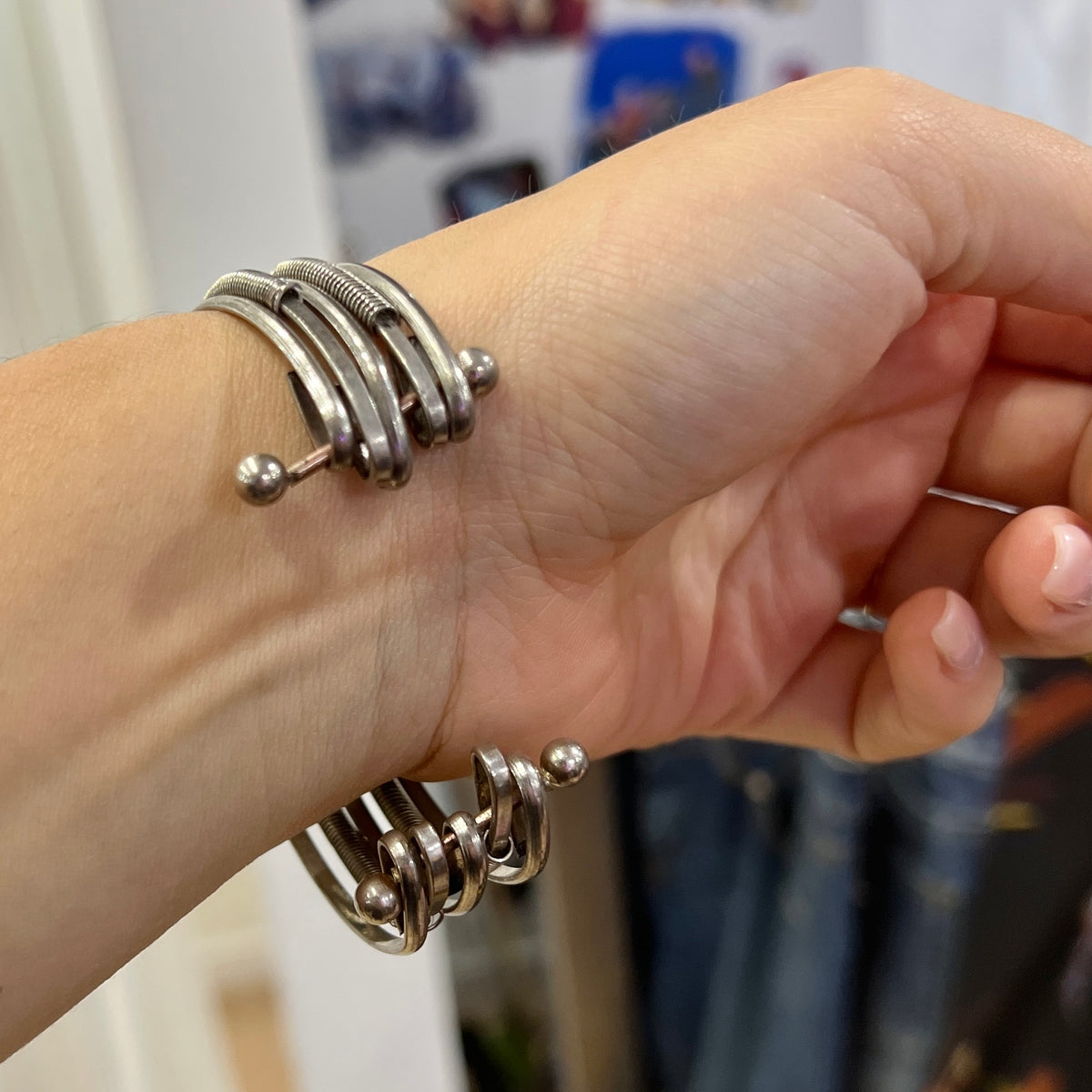 silver multi strand cuff bracelet