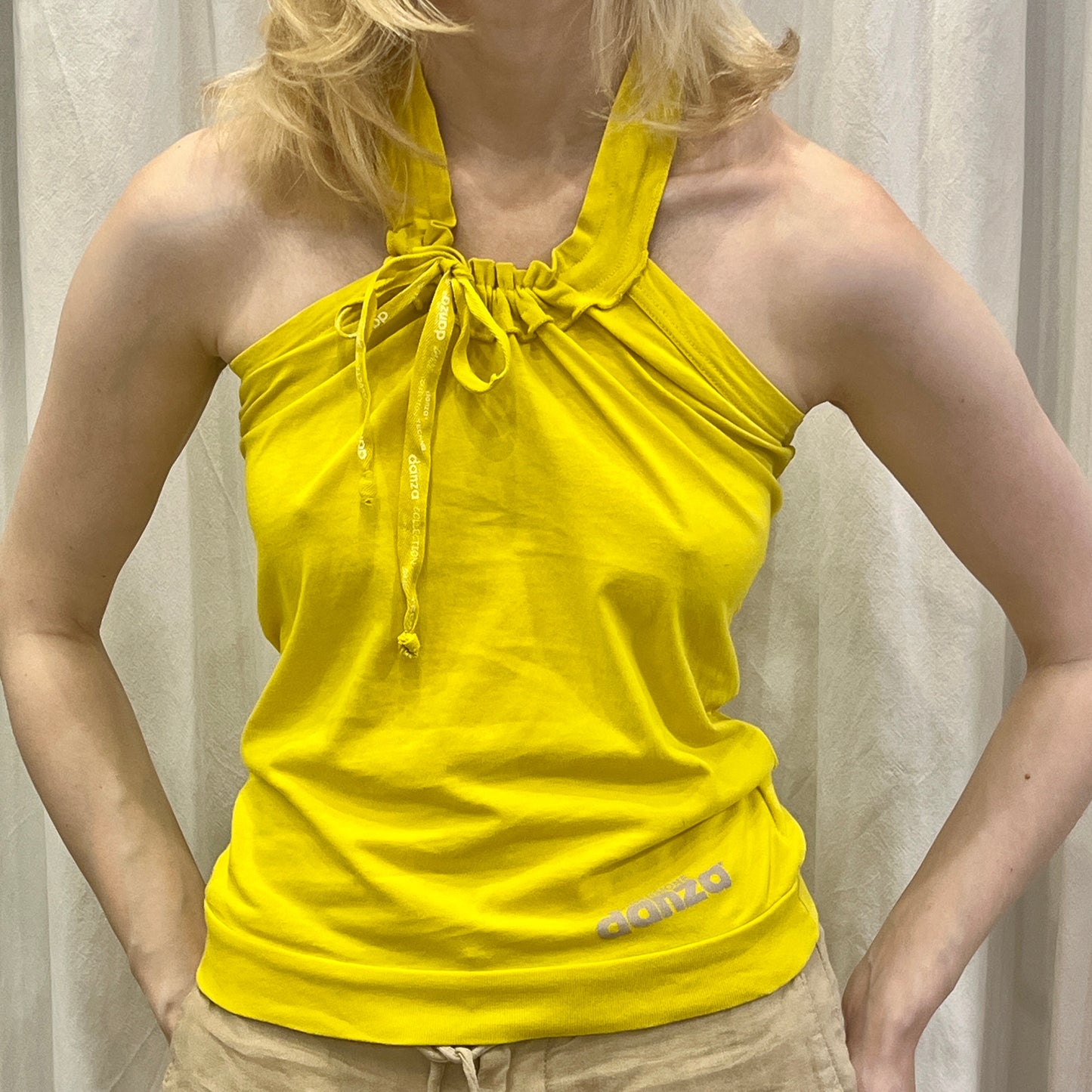 dimensione danza 00s yellow halter top
