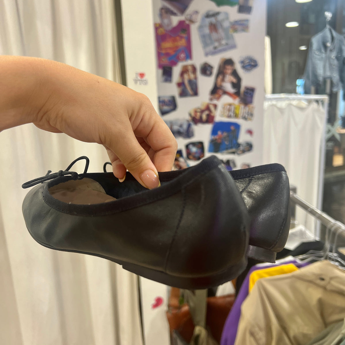 status navy blue ballet flats