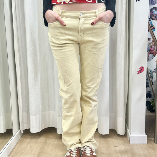 00s beige flared corduroy velvet pants