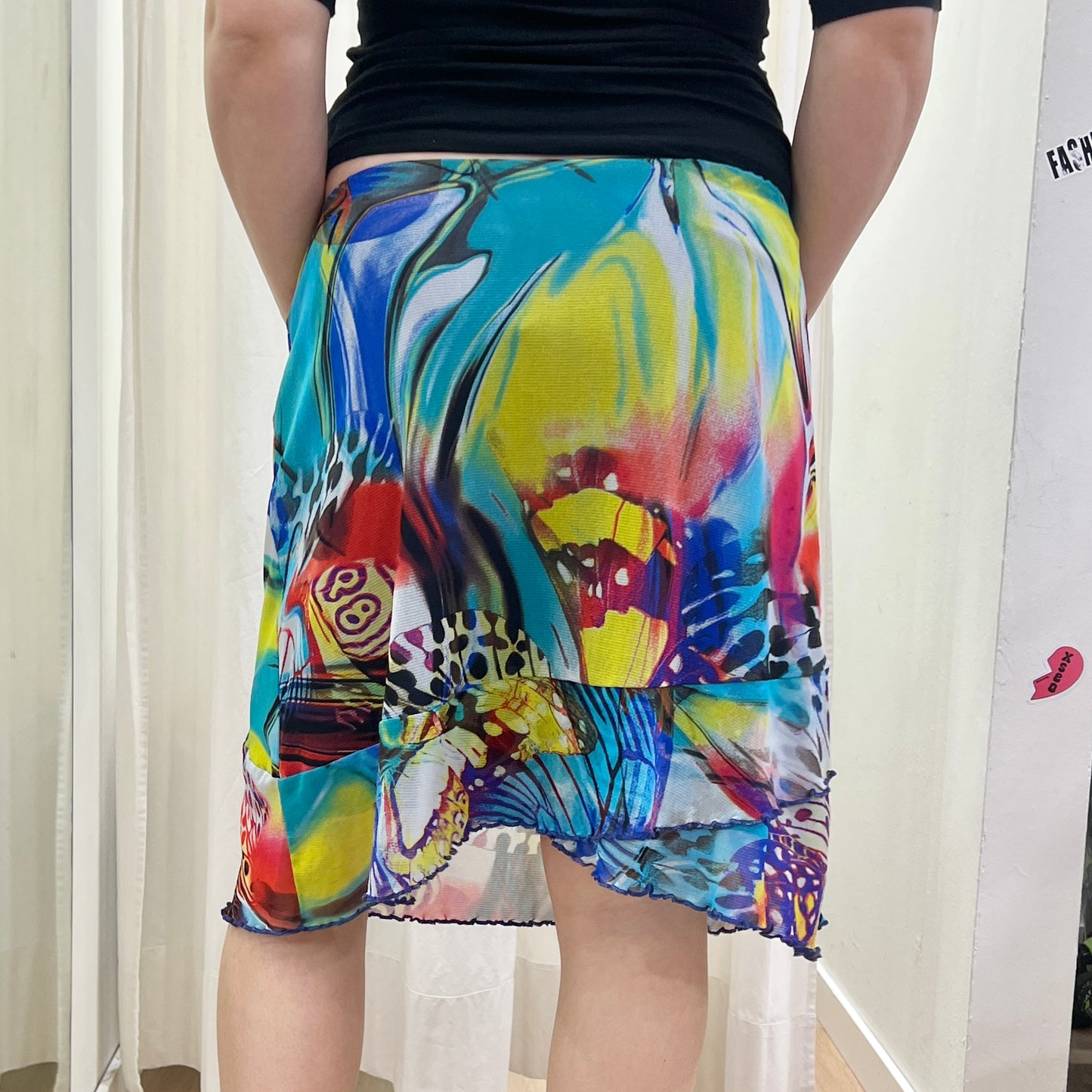 julija 00s mesh skirt with multi butterfly print