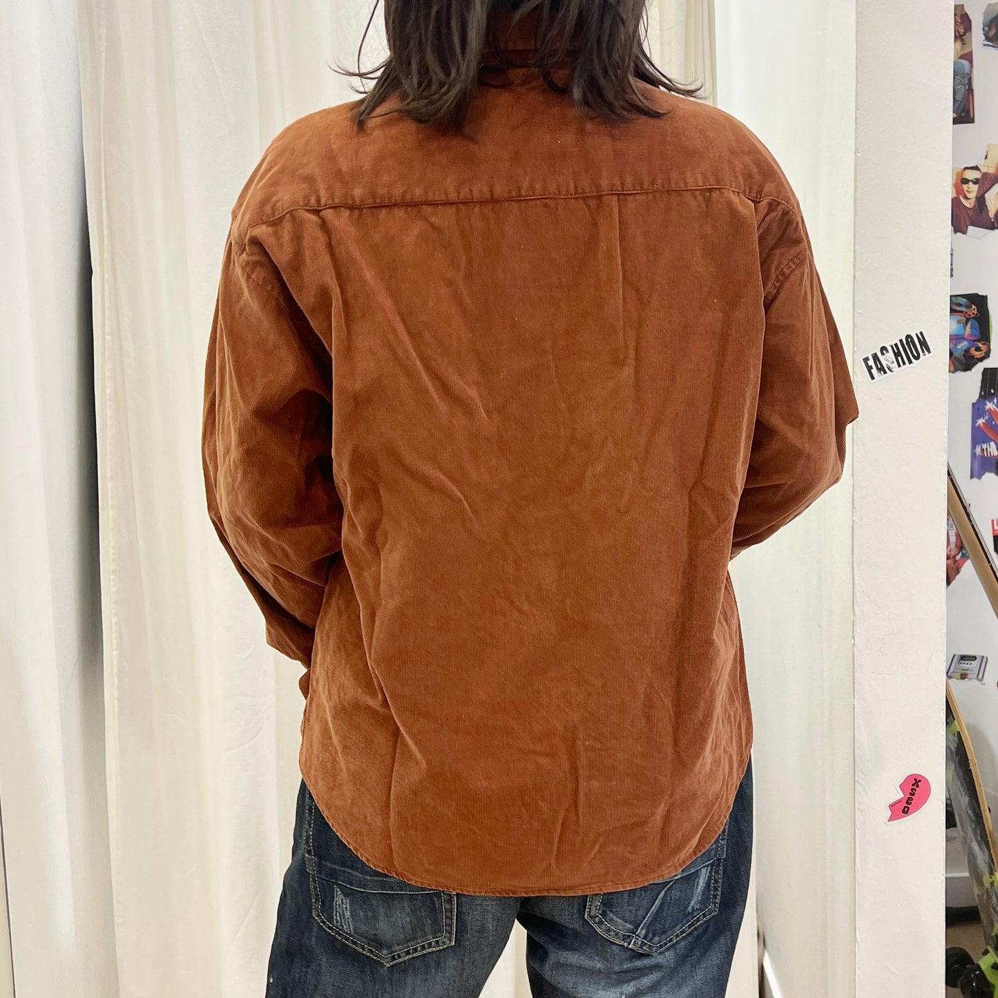alexia 00s light brown corduroy velvet shirt