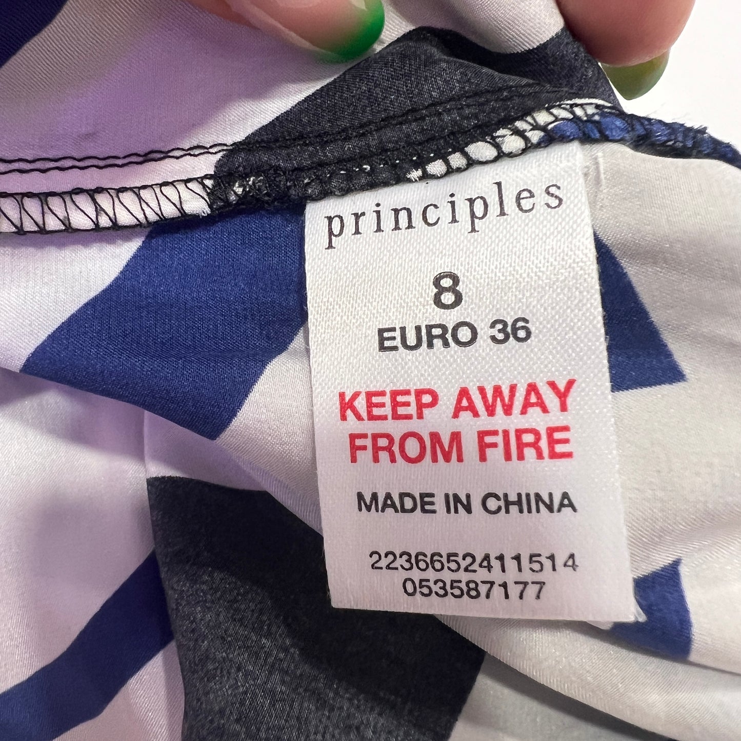 principles 00s black white navy geometric print silk halter top