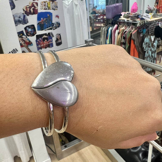 silver heart cuff bracelet