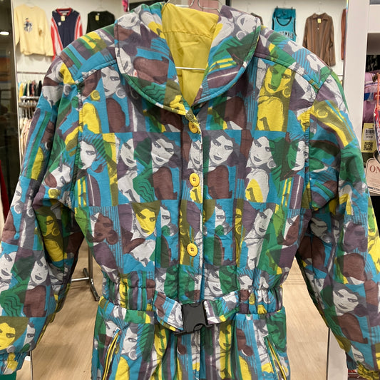 fiore degli sportivi 80s neon pop art ski suit