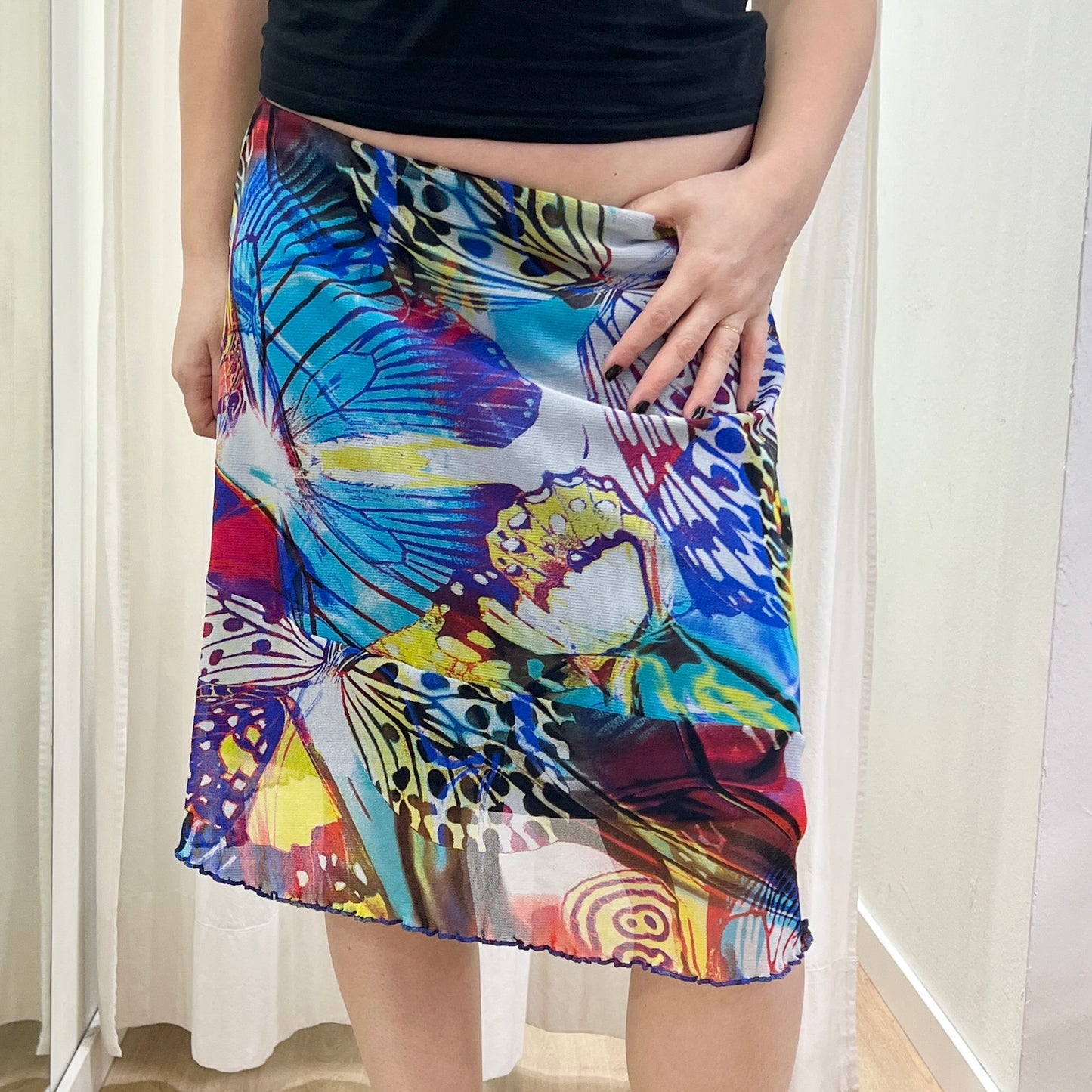 julija 00s mesh skirt with multi butterfly print