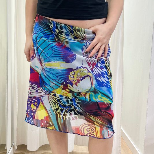 julija 00s mesh skirt with multi butterfly print