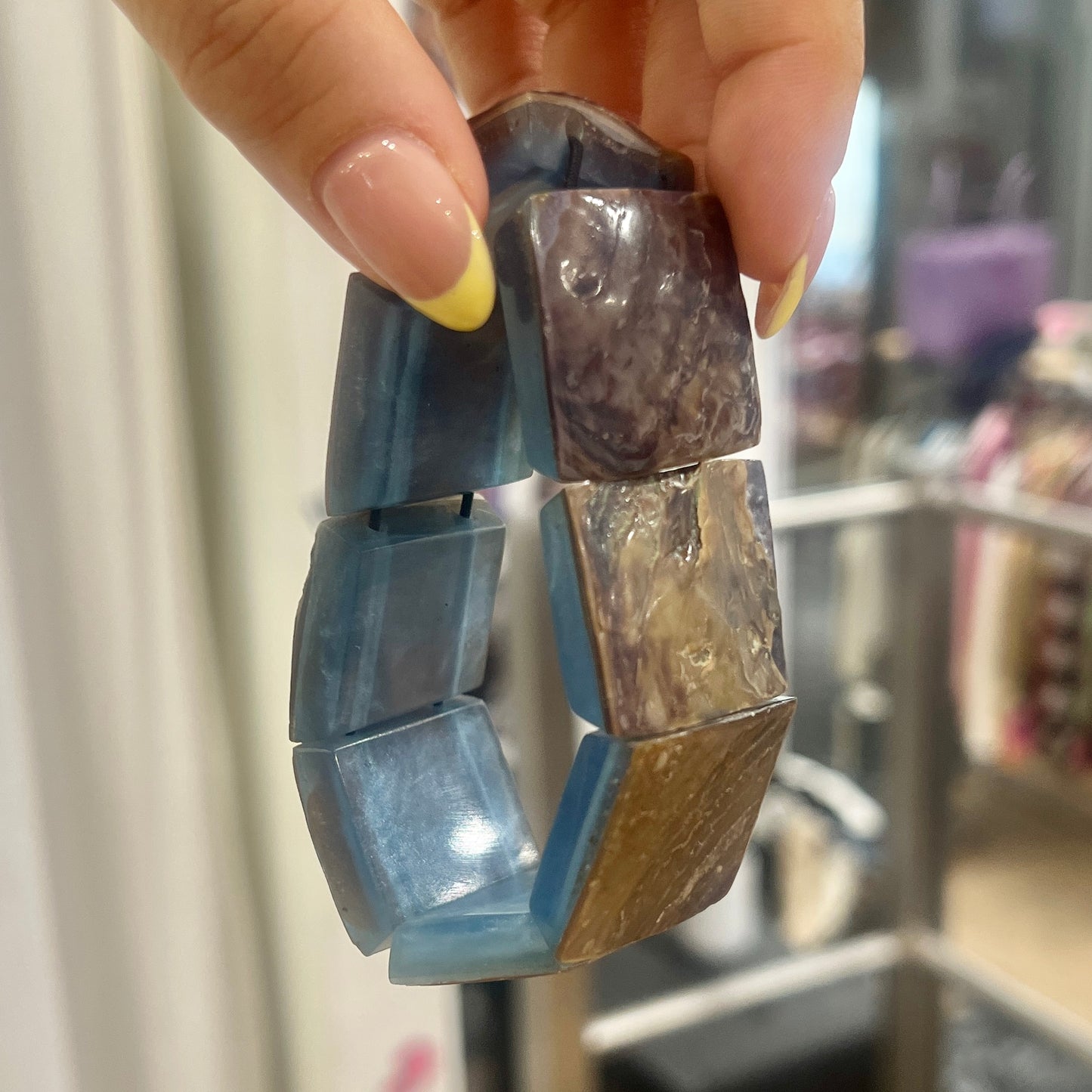 blue brown marble resin bracelet