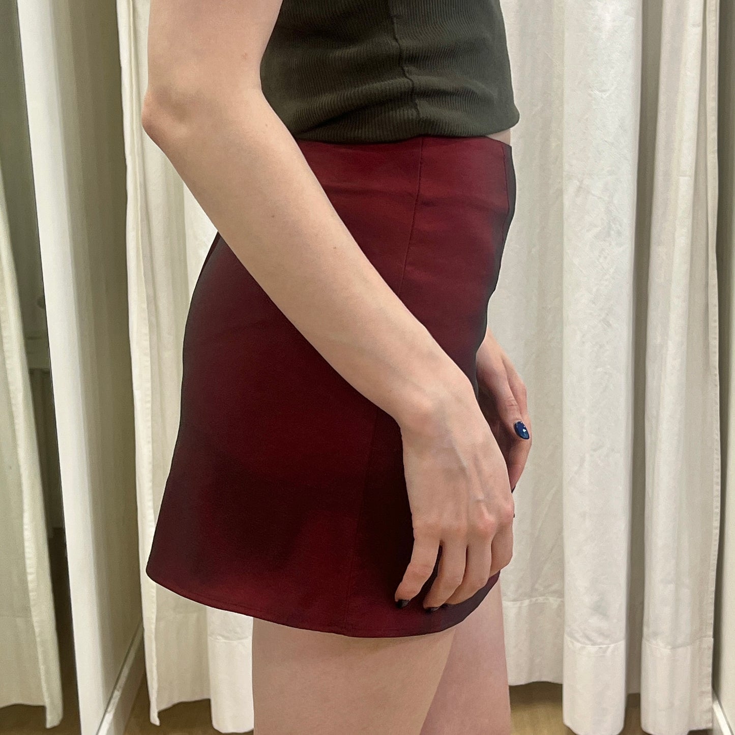pimkie 00s metallic burgundy red mini skirt