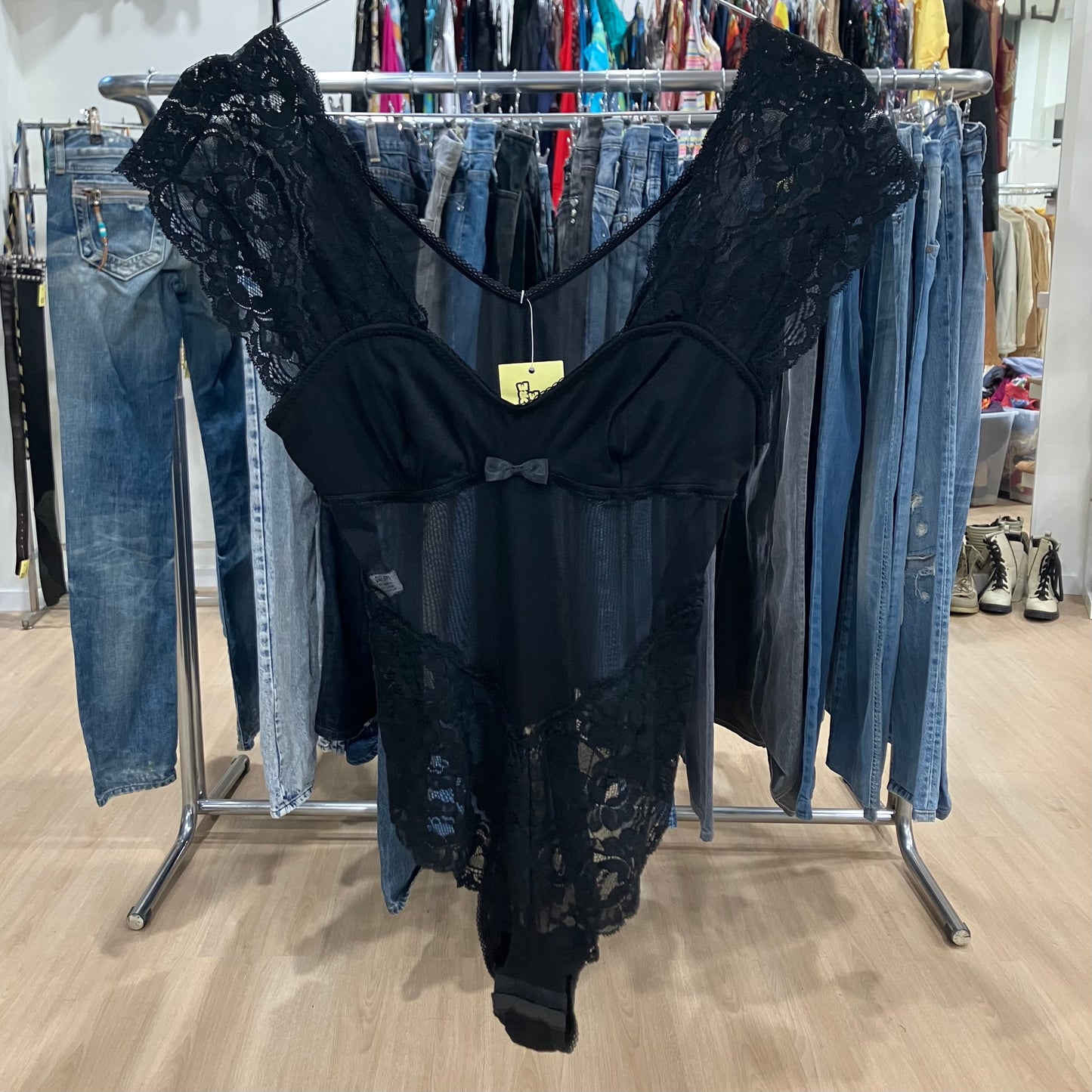lormar 00s black mesh lace bodysuit
