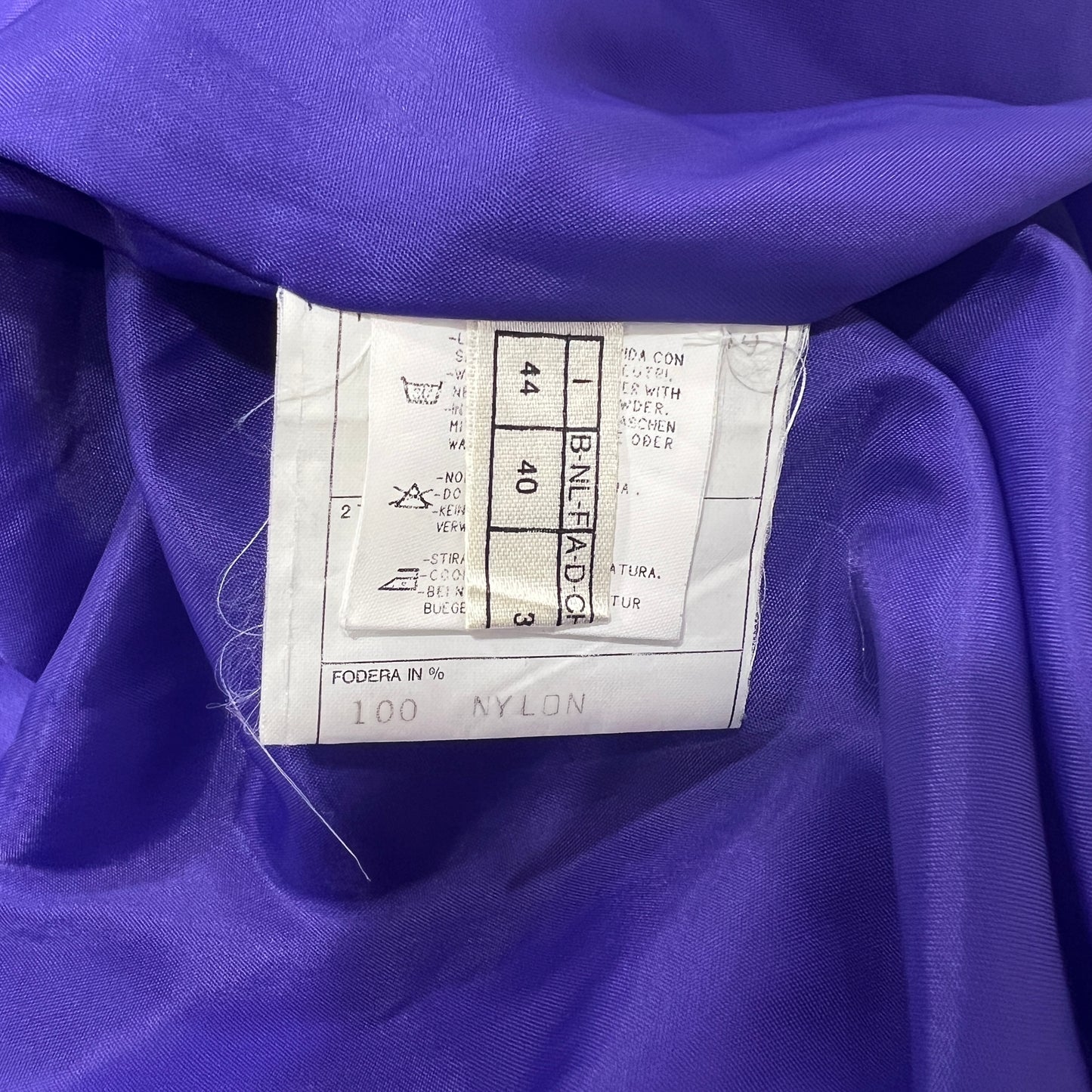 belfe 90s purple puffer jacket with padded shoulders