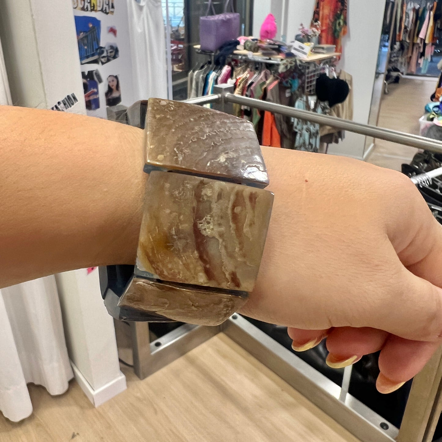 blue brown marble resin bracelet