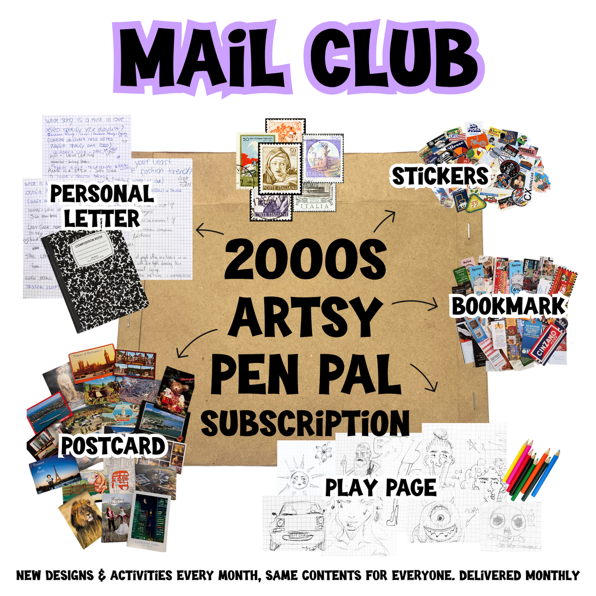 MAIL CLUB - 2000s artsy pen pal monthly subscription
