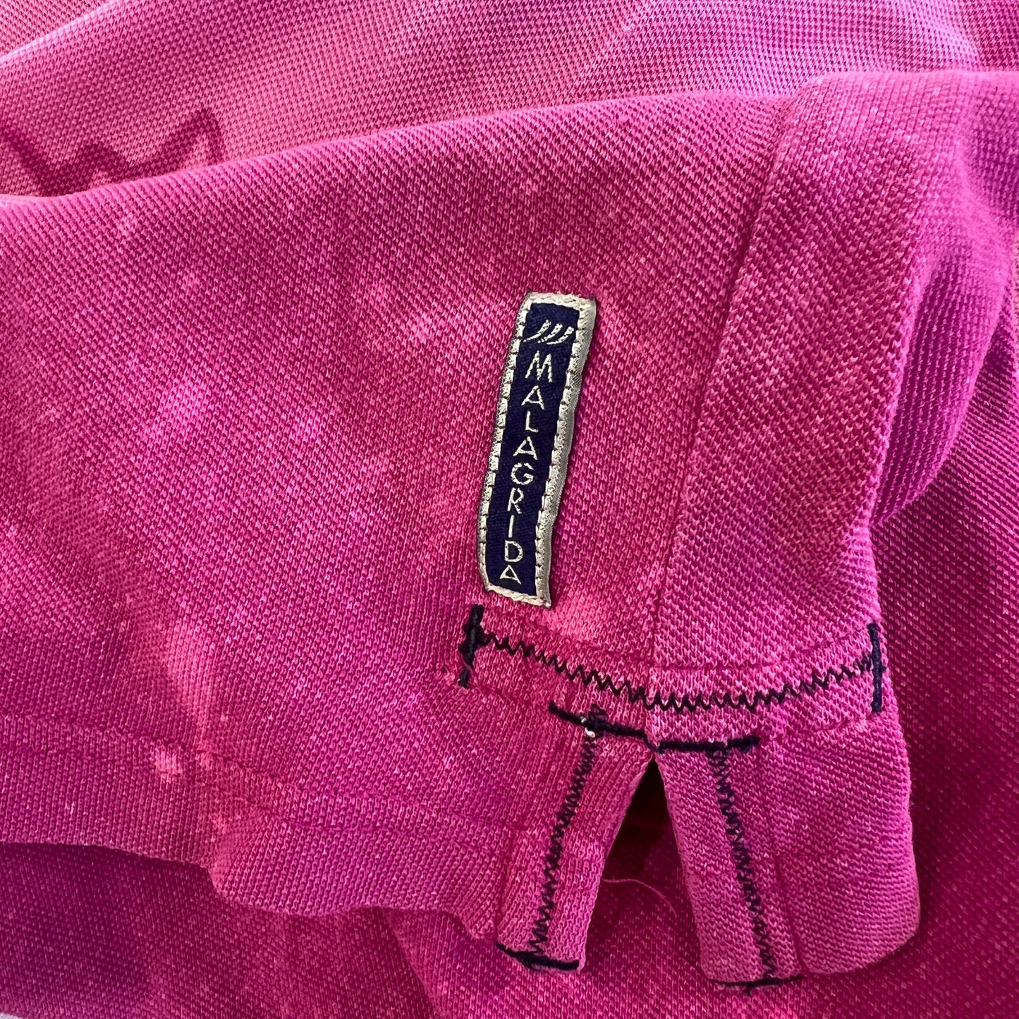 reworked fuchsia pink polo tshirt with under the sea bleach print