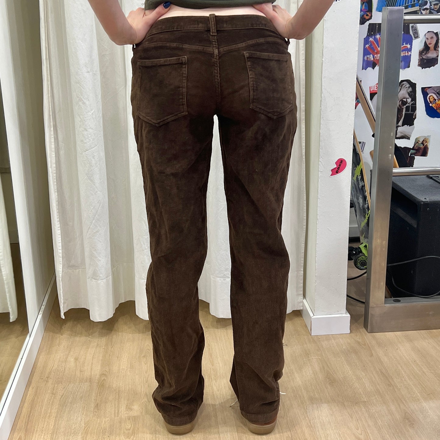 see by chloé 00s brown corduroy velvet flared low waist pants