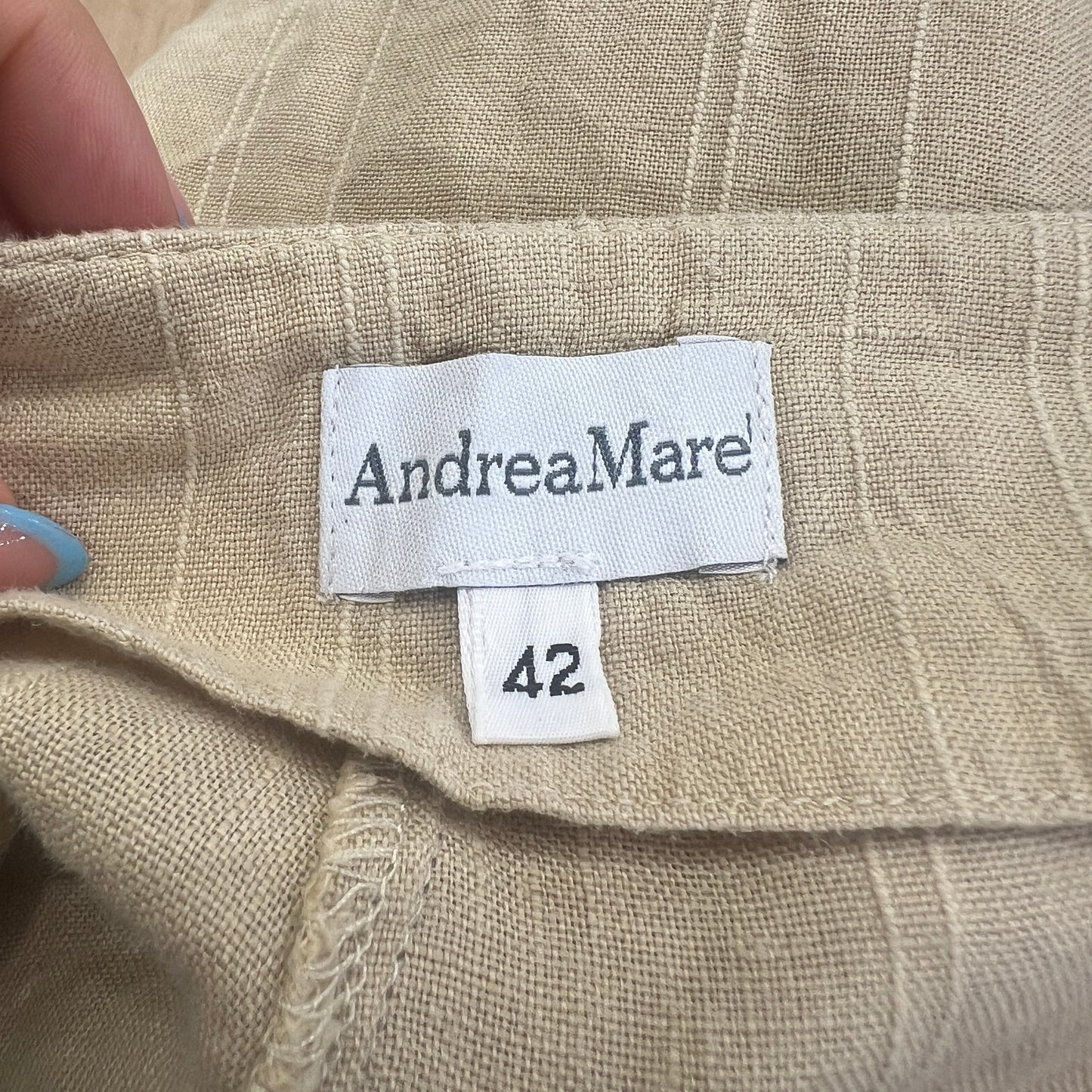 andrea mare 00s beige pinstripe linen wide leg pants