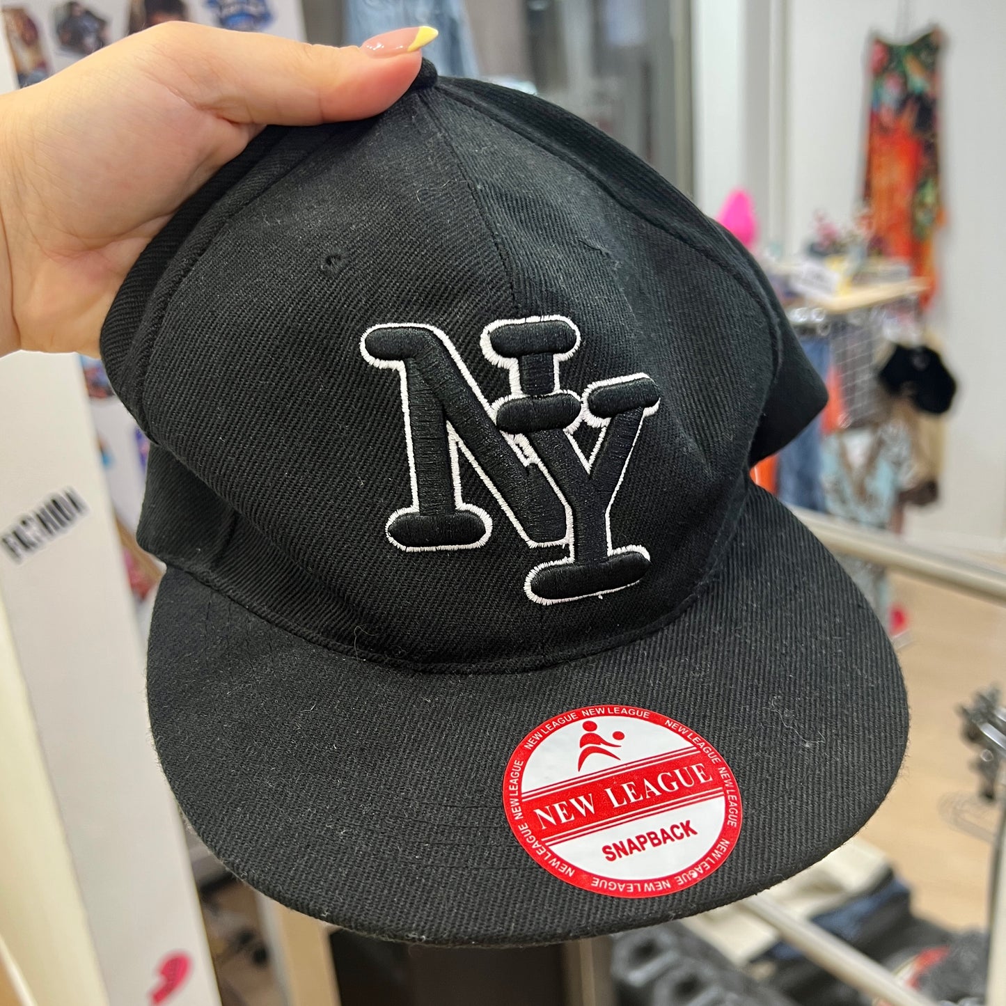 new league black NY snapback cap