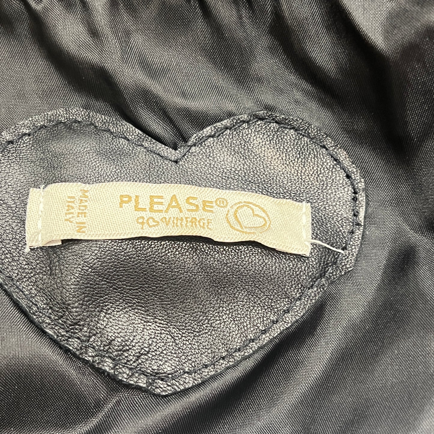 please '10s black leather jacket with fringes