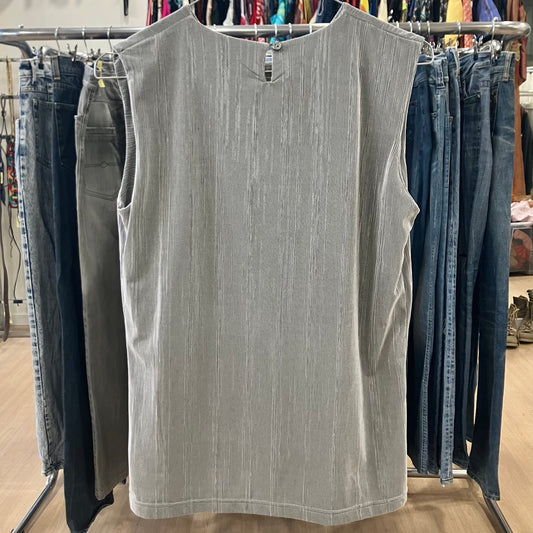donne&capricci silver ribbed metallic tank top