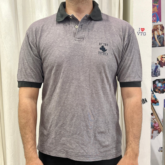 iceberg 90s grey polo tshirt with black trim