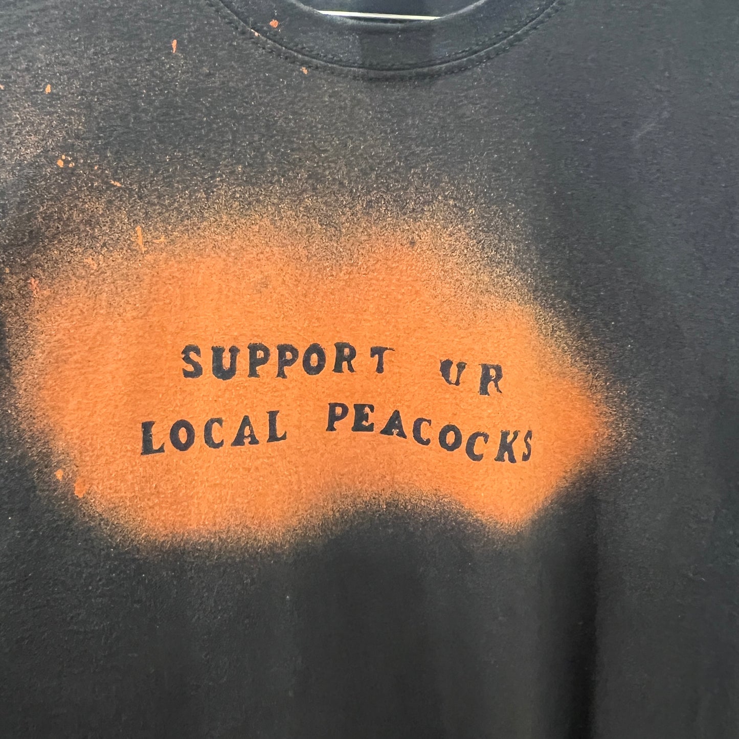 support ur local peacocks - hand-bleached reworked second-hand tshirt