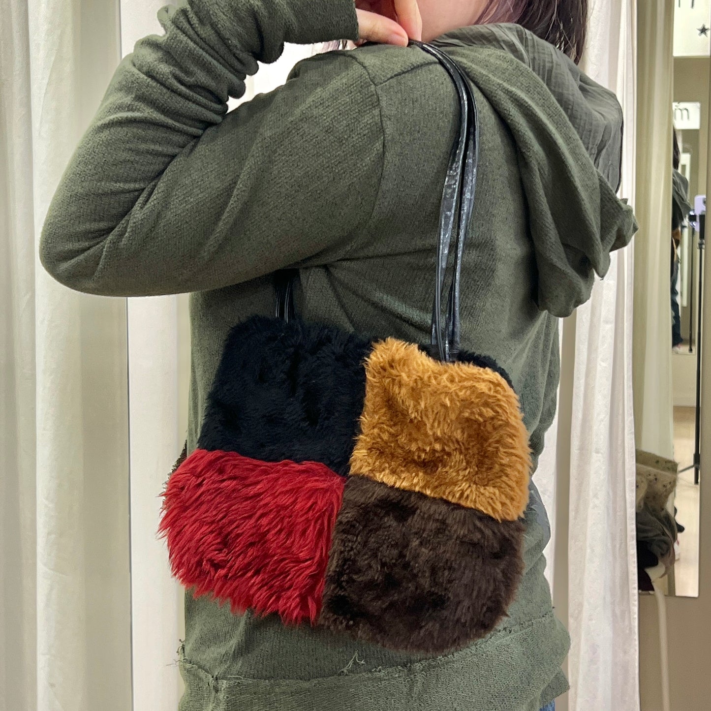 00s faux fur colorblock shoulderbag
