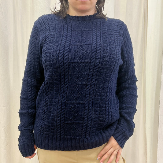 ralph lauren 90s polo sport navy blue knit cotton sweater