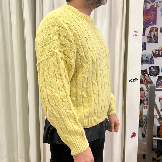 00s yellow cableknit wool sweater