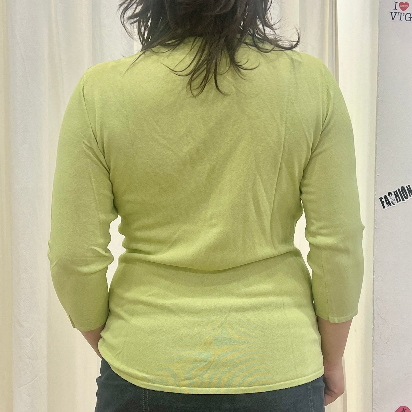 erotika 00s 'sos drowning' light green 3/4 sleeve sequin top