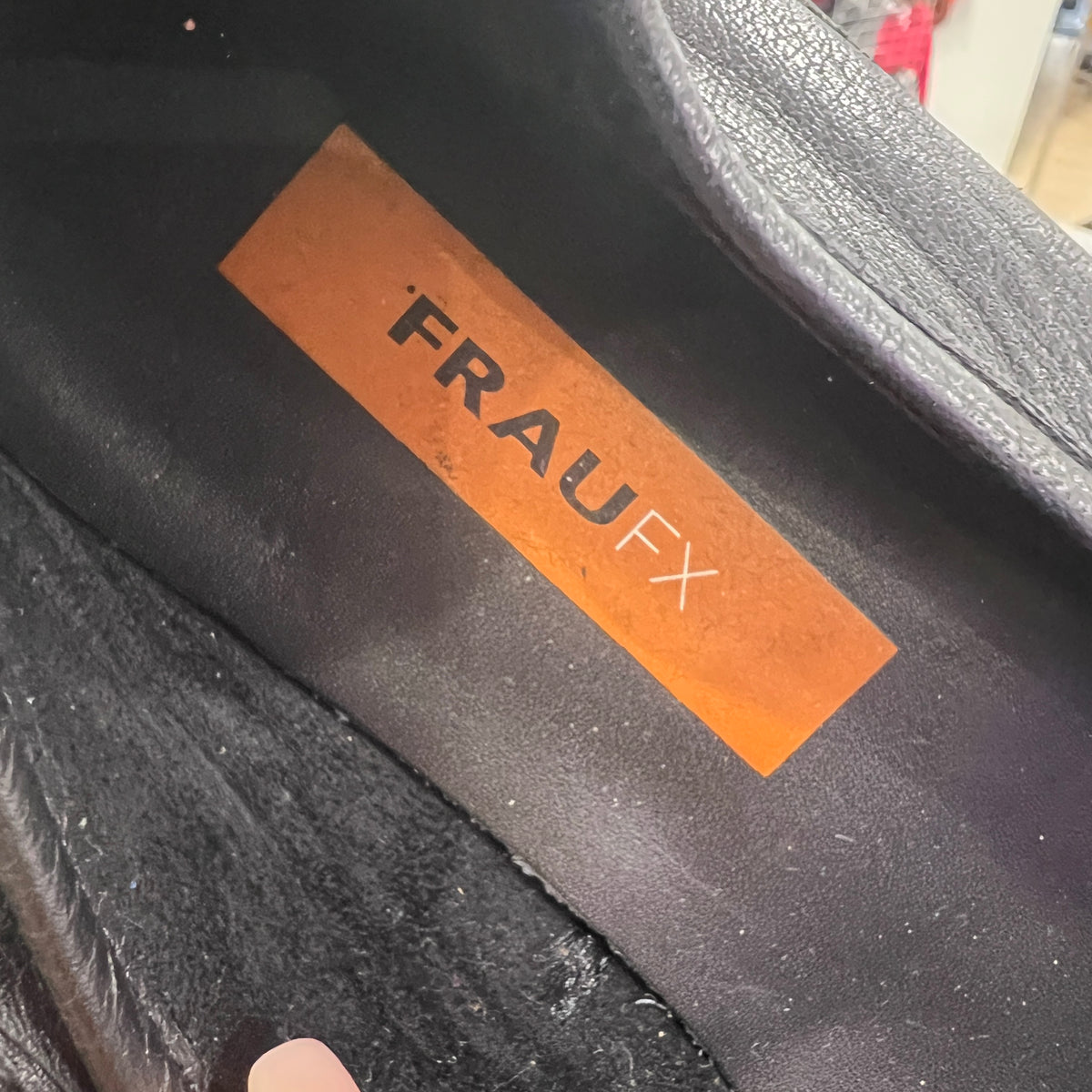 frau fx black leather sporty ballet flats