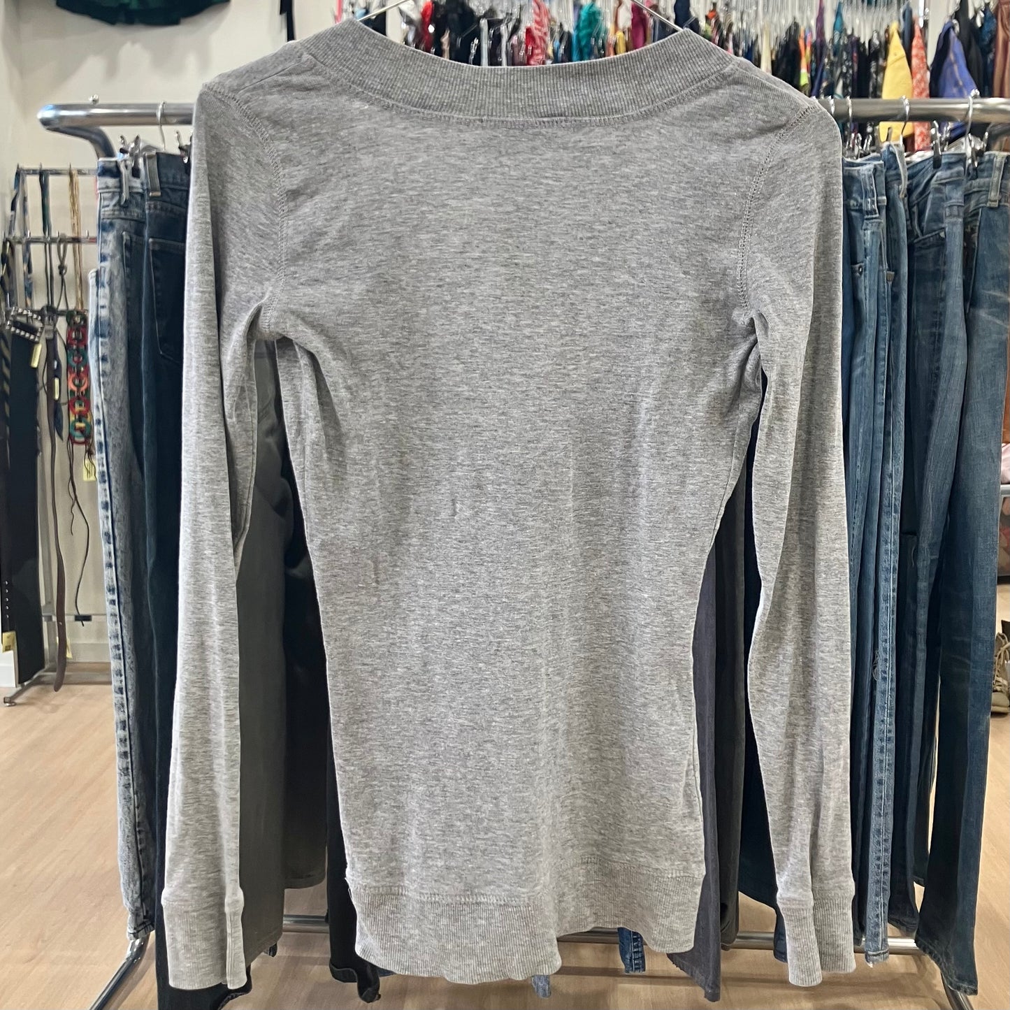 calliope grey long sleeve v neck top