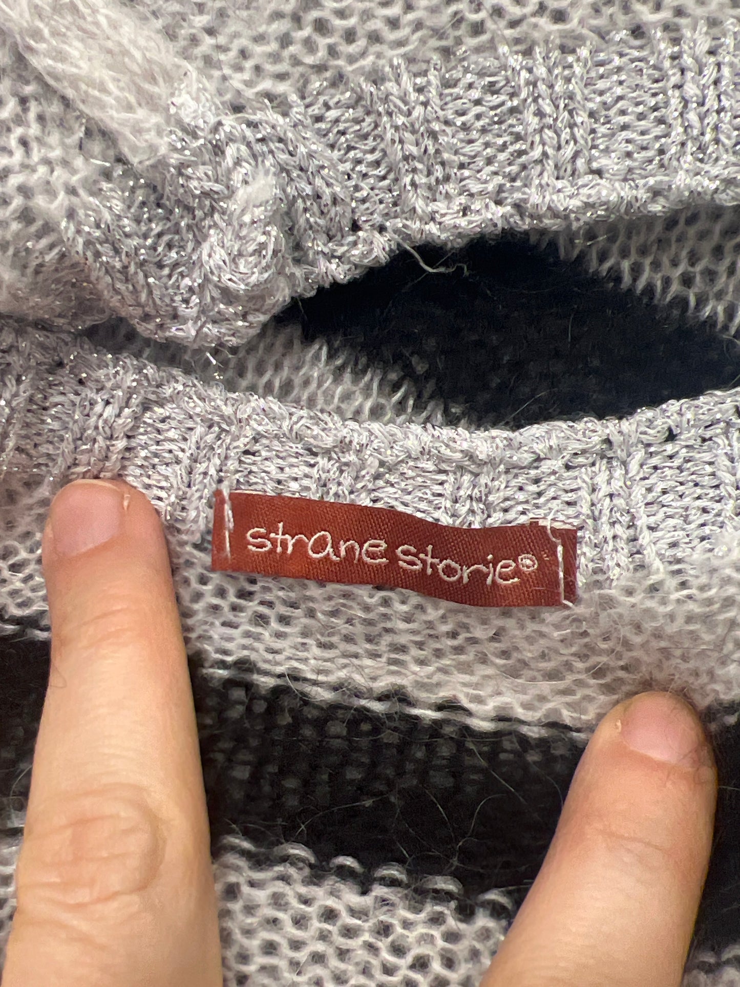 strane storie 00s black silver striped knit sweater